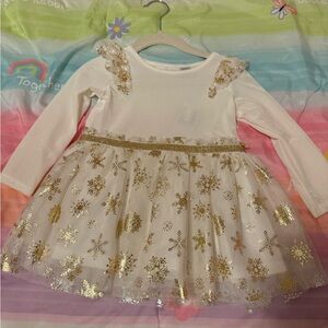 White and Gold Baby Holiday Dress 12-18months